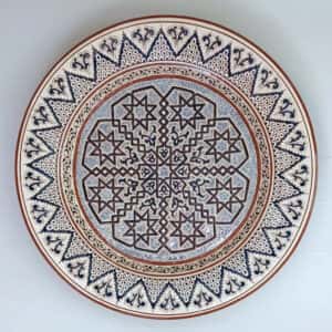 Plato grande lacería blanco y azul